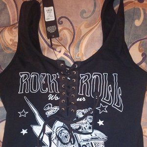 *,BLACK N WHITE CORSET TIE UP JUMPSUIT* NEW W*TAGS*